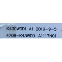 KIT DE LEDS PARA TV JVC (3 PZ) / NUMERO DE PARTE 4708K43WDD-A1117N01 / K430WDD1 A1 / 113X08-430D1021 / TD-220331-3220B833 / TSDL4700RA0 / PANEL 43FSATC-224H4099-01483E / MODELO SI43FRF